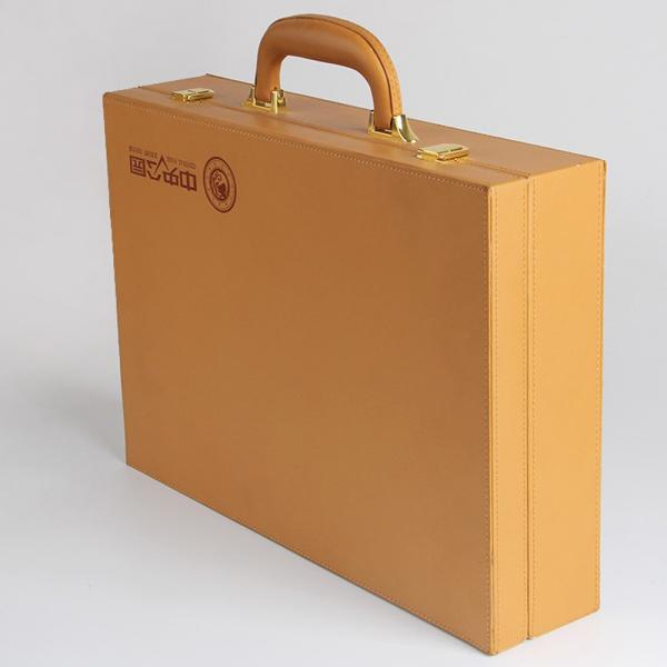 Folding Leather Wooden Wine Box Luxury Unfinished 34.5X17X9Cm Size