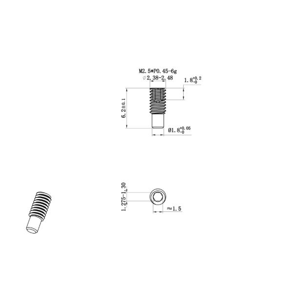 OEM Q195 Cylindrical Head Hexagon Socket Head Screw Hex Cap Bolt M2.5x6.2mm
