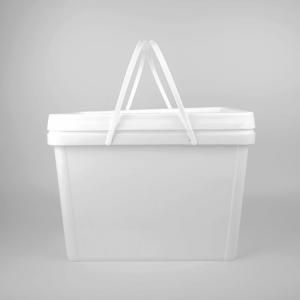 China Square Bucket White 20L Plastic Pail With Lid on sale