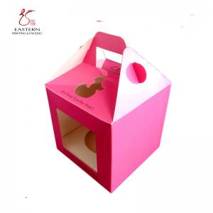 China Beautiful Pink Christmas Handled Cake Cake Boxes With Window wholesale