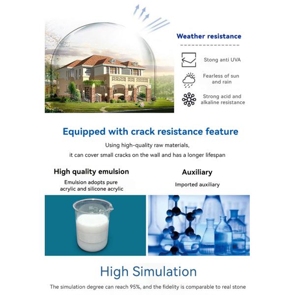 Theoretical Paint Consumption 0.25-0.35m2/KG High Adhesive Exterior Wall Stone Paint