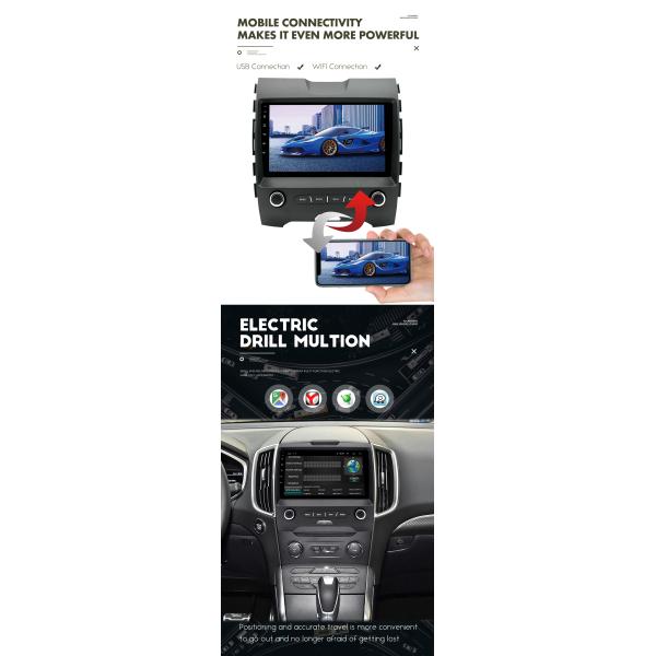 WIFI Android Wireless CarPlay Auto Head Unit 2.5D IPS Touch Screen For Ford Edge 2015-2018