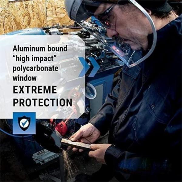 Gray Ratchet Clear Plastic Protective Face Shield With Window Aluminum Binding