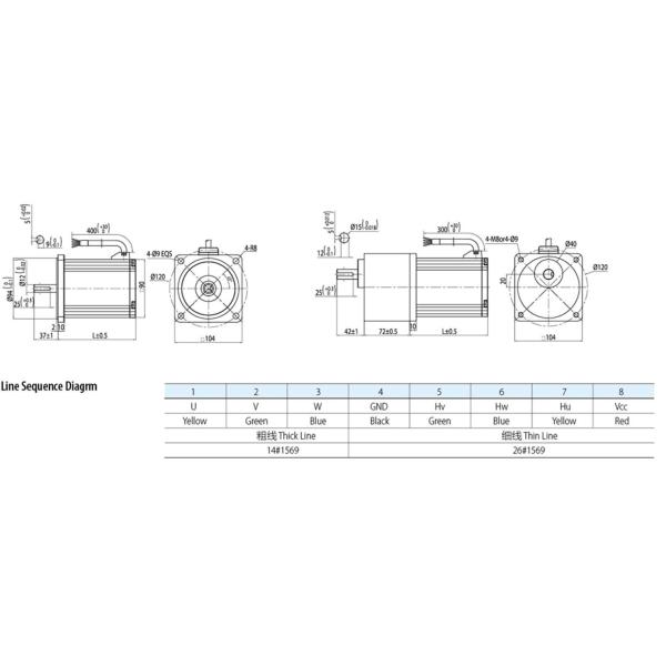 F6B300 200w Brushless DC Gear Motor 24v 104mm , BLDC Motor Gearbox