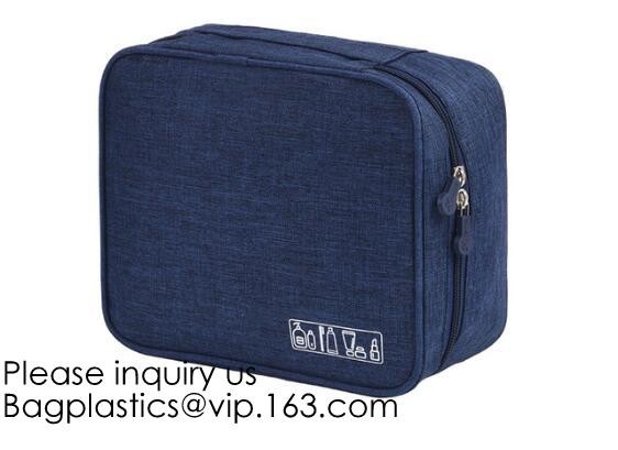 Large Capacity waterproof Hanging travel Cosmetic Bag Toiletry Bag With Hook,Pouch Travel Small Black PU Cosmetic Bag