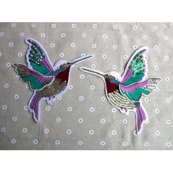 Multicolored Bird Embroidered Patch Ecofriendly Personalized With Sequin