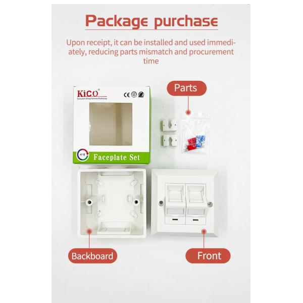 Kico Cat6 RJ45 2 Port Type 86*86 Network Faceplate Wall Faceplate With Keystone Jacks
