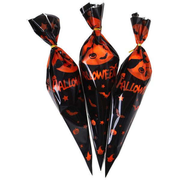 PP Plastic Packaging Treat Bags , Clear Plastic Cone Shaped Bags With Twist Ties