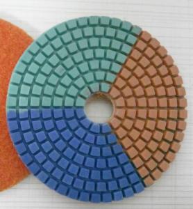 China Tripple Color Wet Diamond Polishing Pads For Concrete / Marble 3-5 Inches wholesale