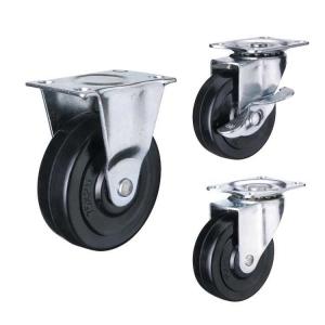 China 3 Rubber Wheel Black Color Rigid Plate Light Duty Casters wholesale