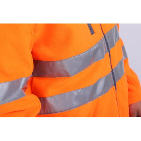 100% Polyester Microfleece Hi Vis Fleece Jacket , 360gsm Cold Weather Work Jacket