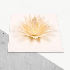 China Offset Printing 3D Pop Up Greeting Card White Water Lily Shape CE ROHS FCC Certificates on sale