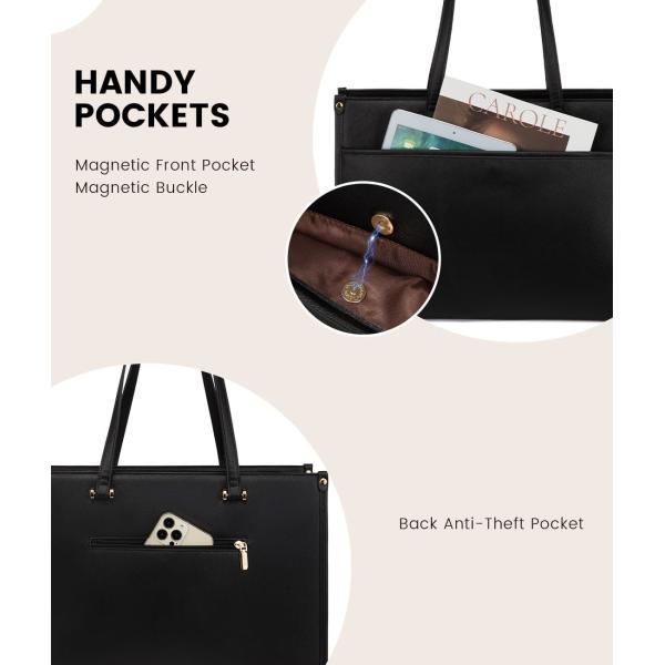 LOVEVOOK Laptop Bag for Women, 15.6 inch Laptop Tote Bag 2-in-1 Professional Work Bag Business Briefcase with Clutch