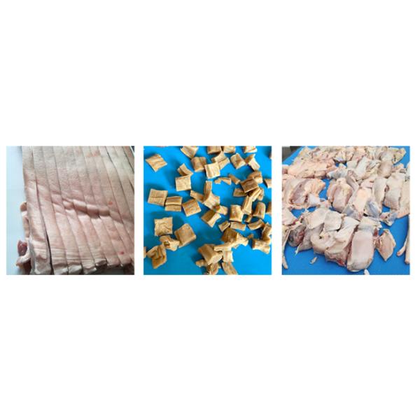 Fresh Meat Strips Cube Cutting Machine With Conveyor 500mm Feeding Width