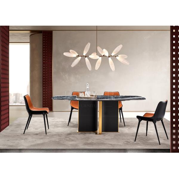 Modern Luxury Style Rectangular Italian Marble Top Modern Dining Table Set