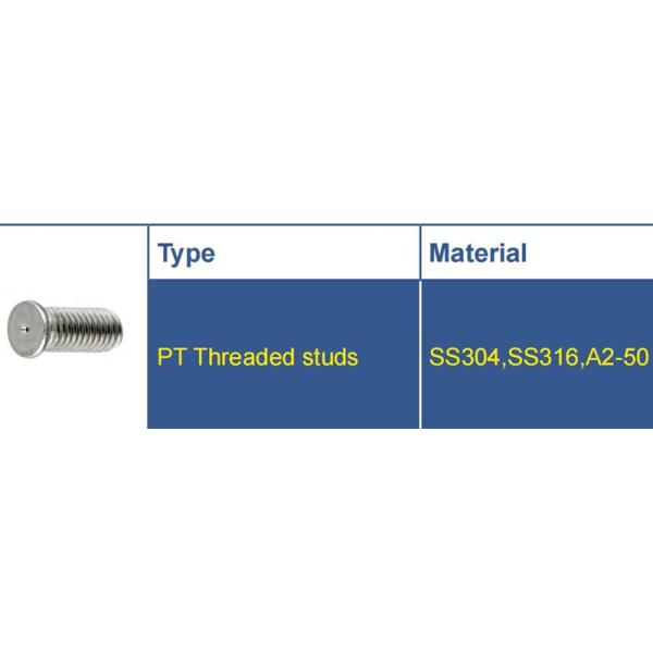 Threaded Capacitor Discharge Studs Type PT SS304 SS316 Weld Studs