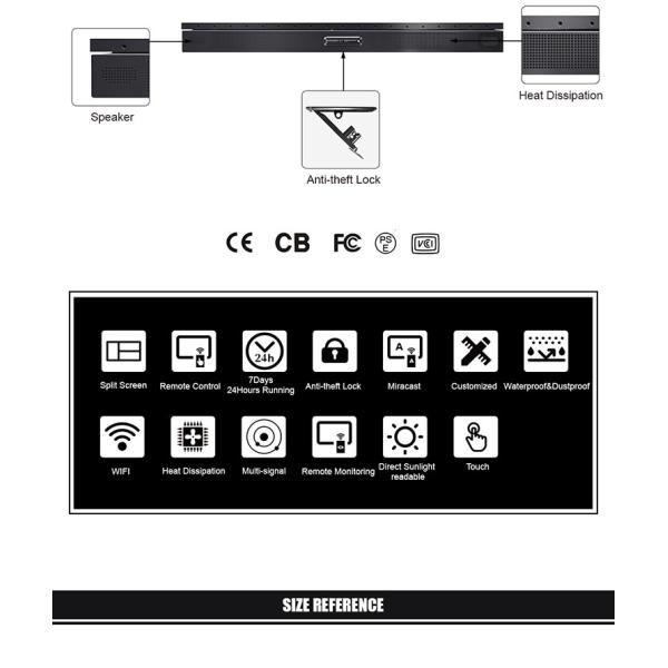 4K FHD IP65 Waterproof Wall Mounted LCD Digital Signage With Capacitive Touch