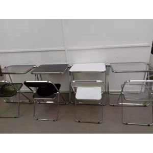 China Portable White Resin Folding Chair 74cm Transparent Foldable Chair wholesale