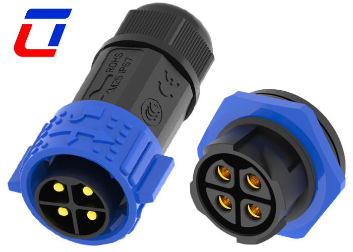 China Waterproof 4 Pin Wire To Board Power Connector 50A Watertight Bulkhead Connector on sale