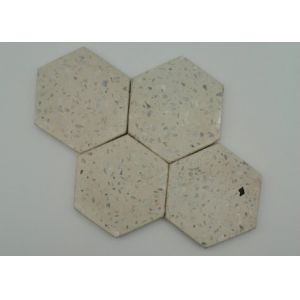Hexagonal Terrazzo Coasters Set Diameter 11cm Backside With Rubber Pads