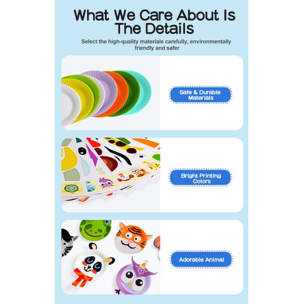 Handmade Giftbox STEM Toy Foam Paper Plate Craft Kits 10 Animals for Toddlers