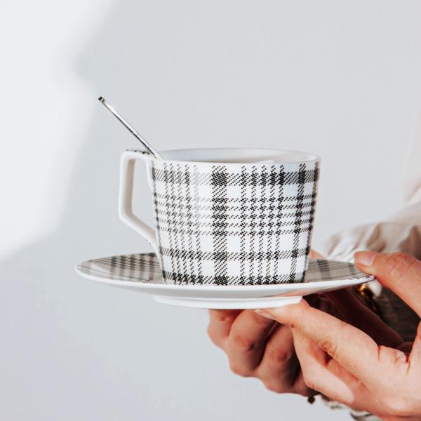 Sustainable Simple Modern Cup Cappuccino Nordic Cup And Saucer Of 6 Pcs Tasse Coffee Mug And Saucer Set With Spoon