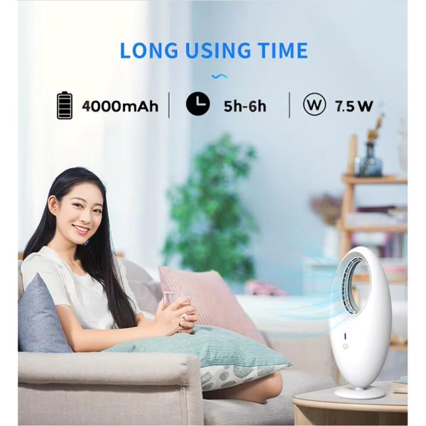 English Operating Language Mini USB Charging Desktop Night Light Fan with 4000mAh Battery
