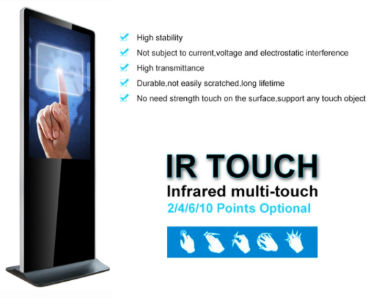 2K 350cd/M2 Floor Stand Advertising Digital Kiosk 8ms 55 Inch