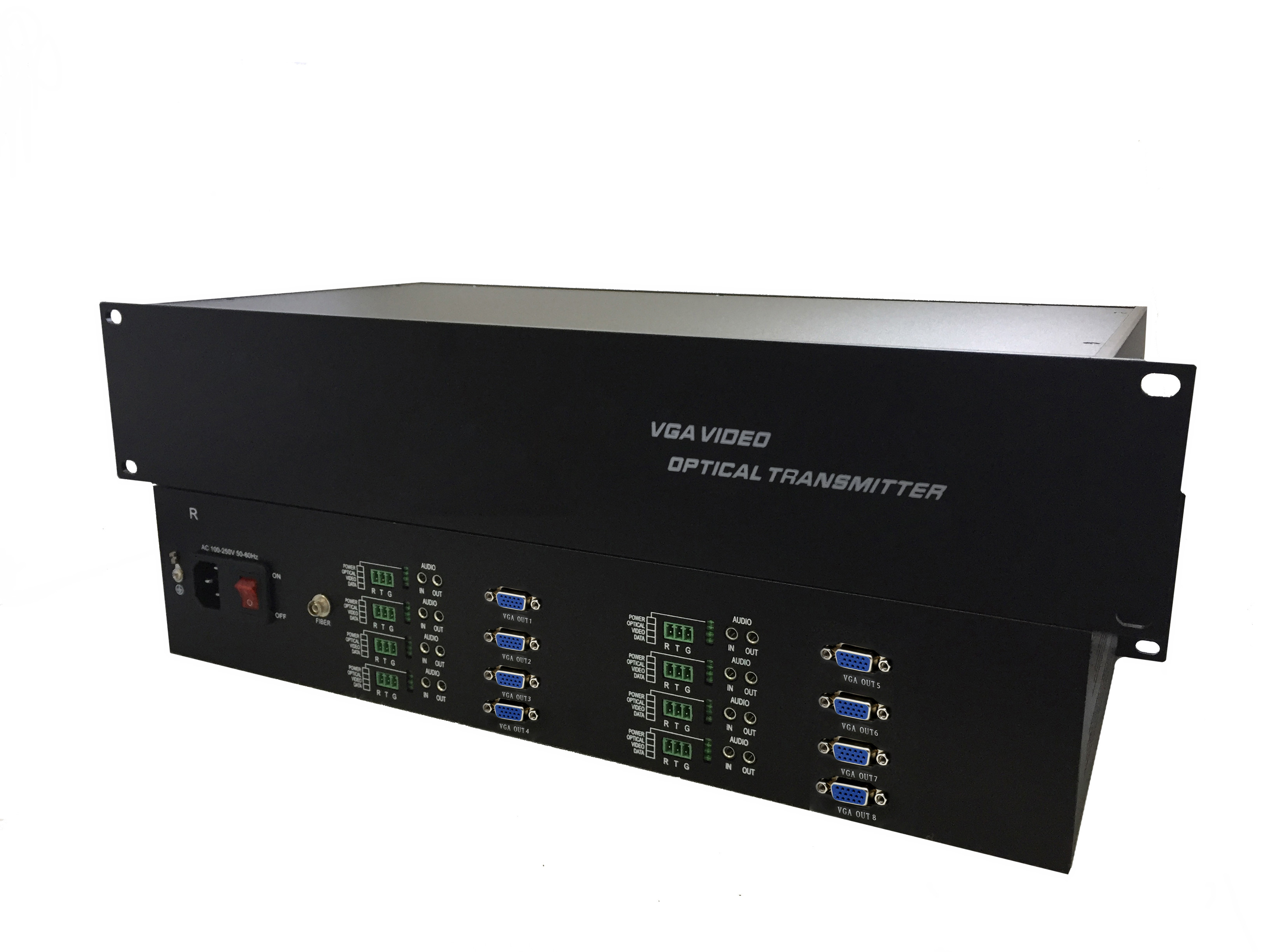 CE VGA To Fiber Converter Audio Video / VGA Multiplexer rack 8CH Audio + Data +