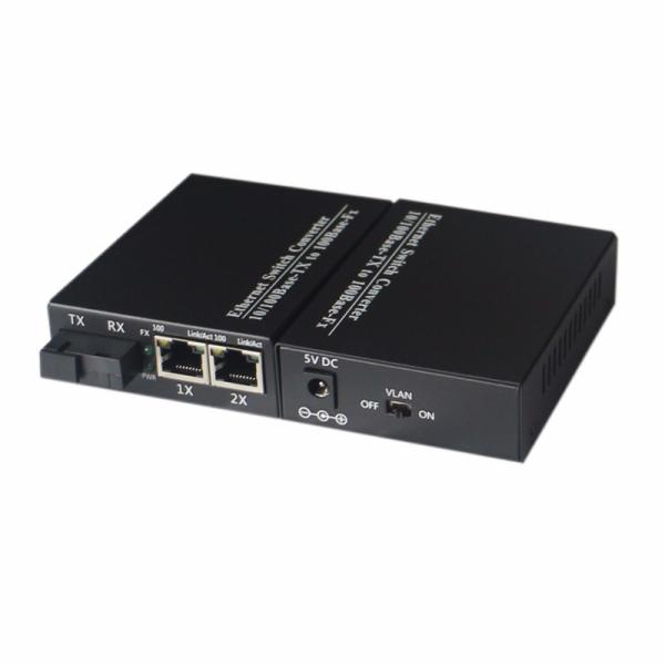 10/100M Fiber Optic to 2 RJ45 Media Converter fiber ethernet switch fiber optic transceiver single-mode single fiber 20