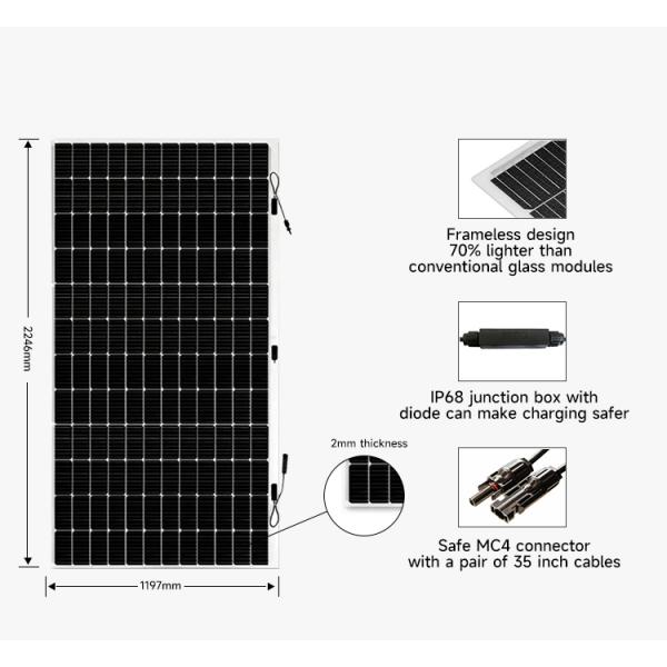 Panel Efficiency 20.4% ETFE Flexible Solar Panel 520W for Sunman Renewable Energy