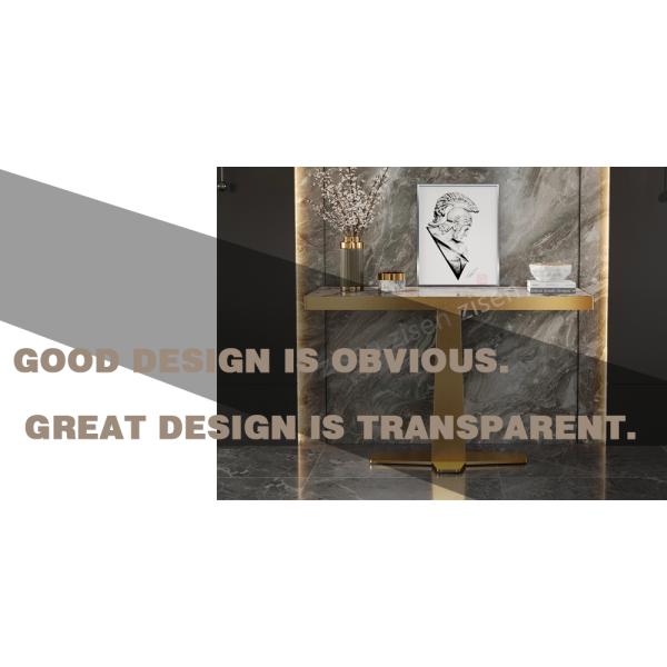 Cross Line Metal Marble Top Console Table 760mm Height Stainless Steel Base