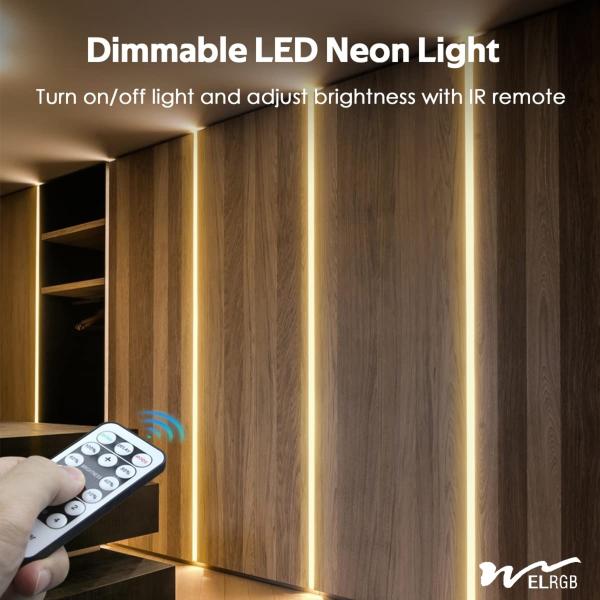 120LEDs Neon Rope Lights Dimmable 110V 220V Cuttable Remote Control Strip Light