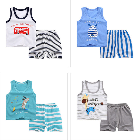 Sleeveless Cute Baby Boy Summer Clothes Random Combination Multiple Patterns