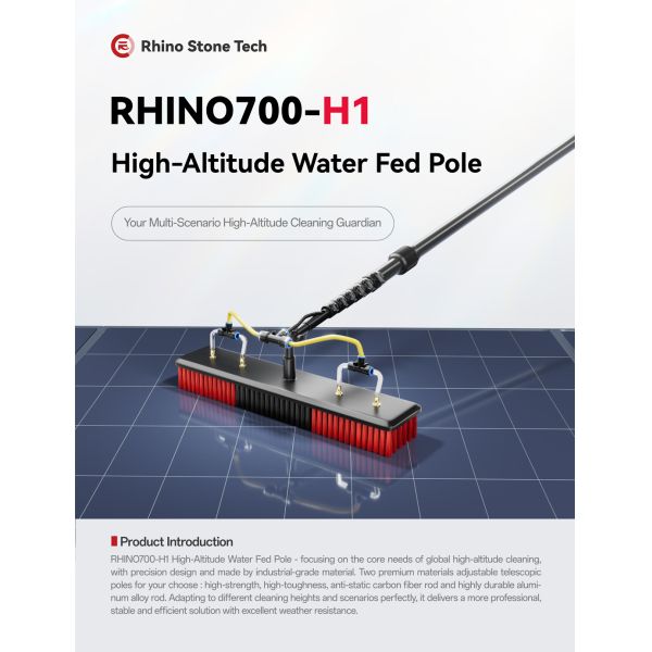 Water Fed Brush Aluminum Alloy Telescoping Pole for Window Solar Panel Cleaning