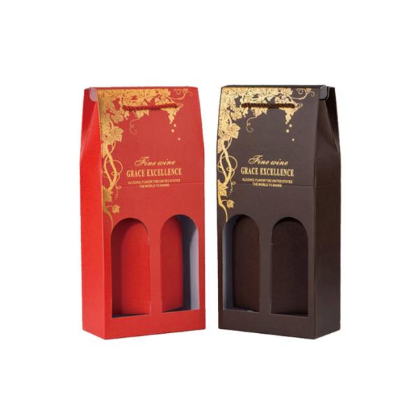 Coloful Wine Gift Box Packaging / Two Window Custom Wine Bottle Boxes