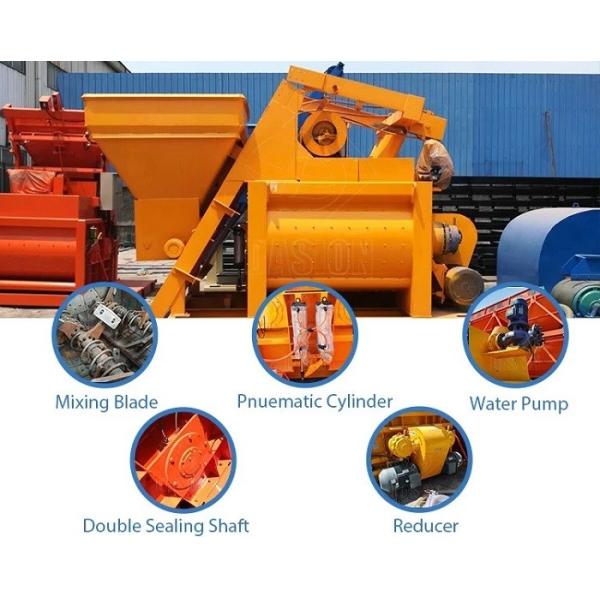 750L Compact Structure Twin Shaft Concrete Mixer With Bucket Heavy Duty