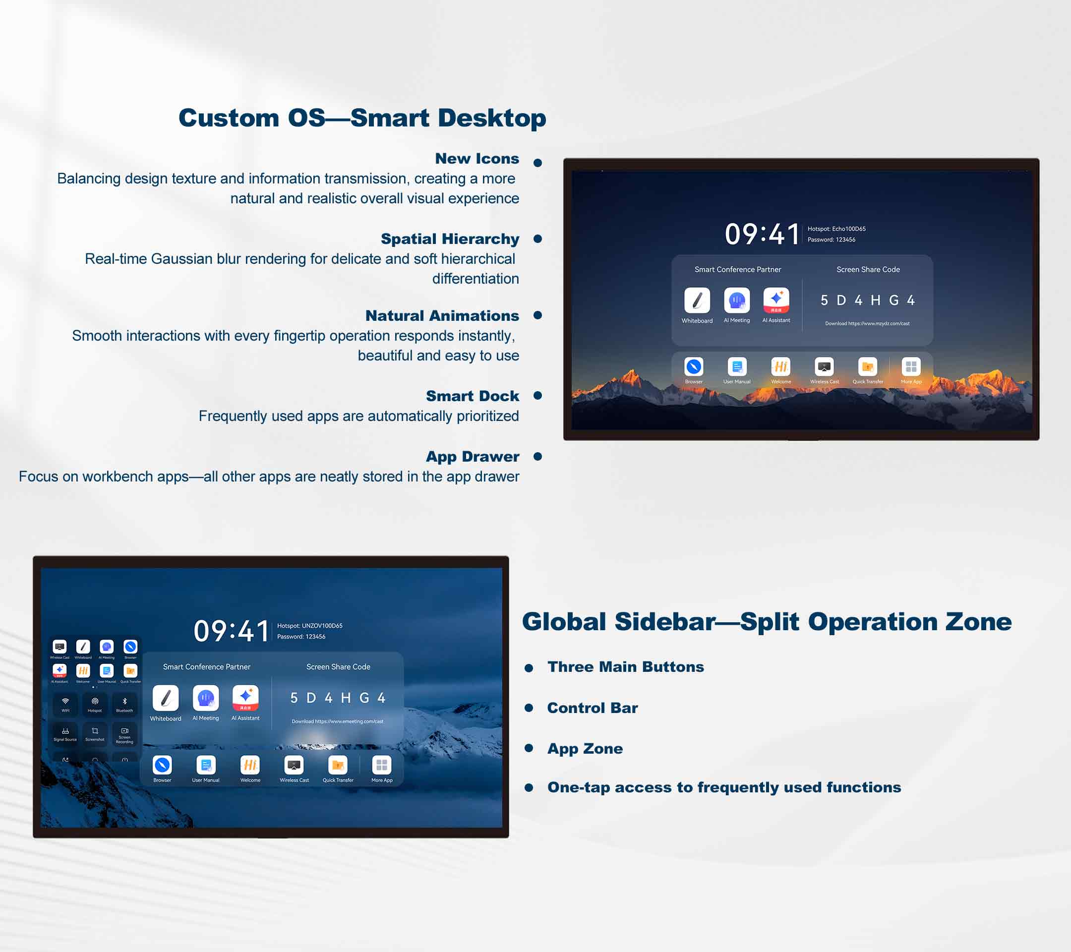 HD 4K Smart Interactive Whiteboard 75 Inch for Meeting Rooms B type