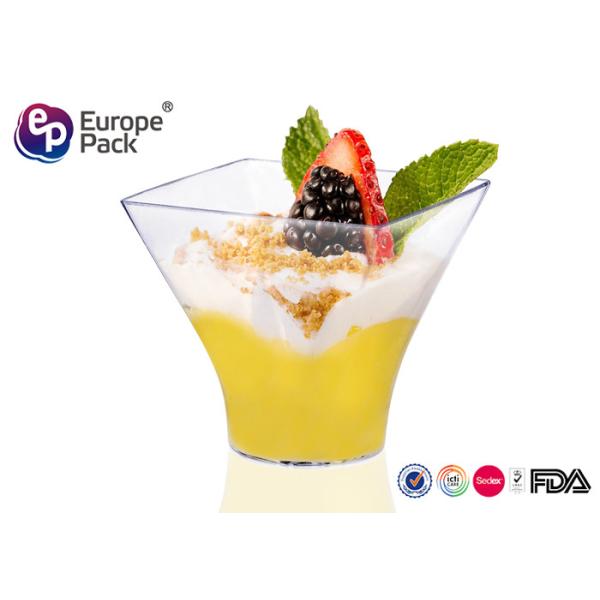 Disposable Dessert Glasses Square And Round Shape 2.5Oz Plastic Cup 75Ml Container