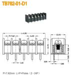 PBT Barrier Terminal Block 7.62mm Pitch 15A 2-24 Poles Brass PCB Terminal