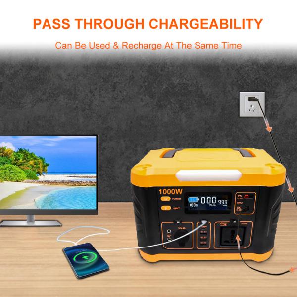 MPPT 1000 Watt Powerstation 888wh Portable Backup Power Station With LED Light