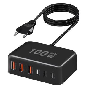 China 100W Multiple USB Charger 6 Ports Hub QC3.0 Phone Charger Station on sale