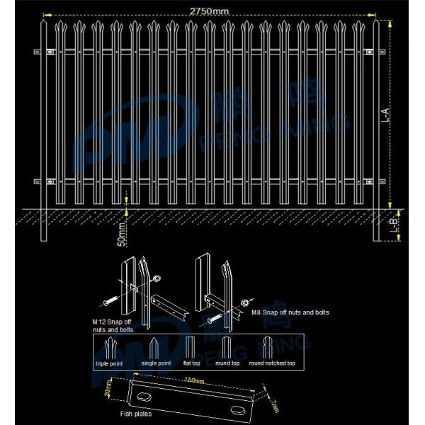 1.2m - 3.6m Palisade Fence Gate , High Security PVC Palisade Fencing