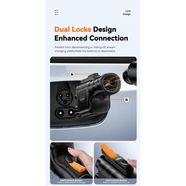 ESSAGER Dc Nacs To Ccs1 Tesla Fast Charging Adapter For Electric Cars, IP66 250Kw 500A Ev Power Connector
