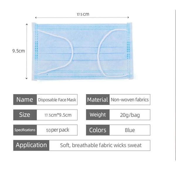 Surgical Disposable Earloop Face Mask 3 Ply Surgical Face Mask Dust Proof