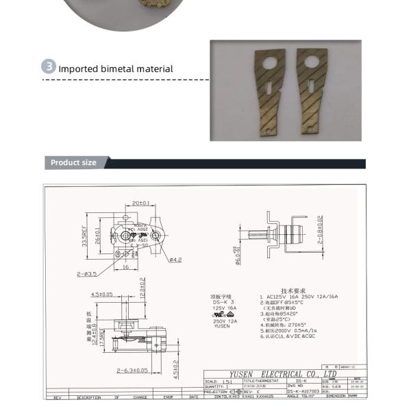 Household Adjustable Thermostat Control Heater Switch for Other Home Appliance Parts