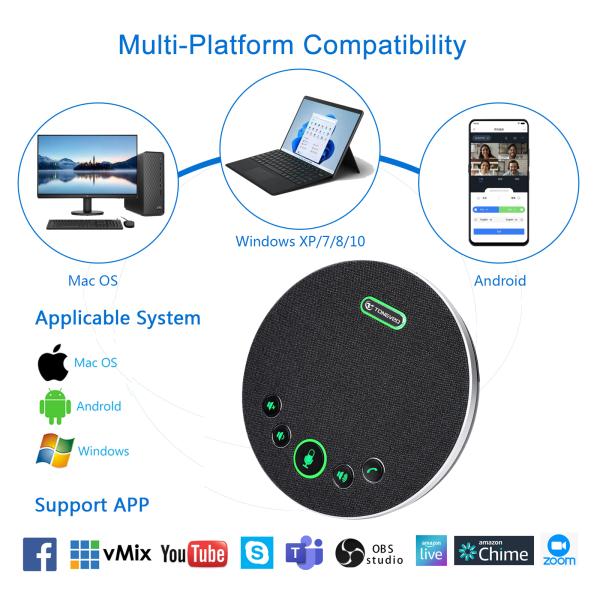 110dB 3.5mm Bluetooth Speakerphone USB Omni Directionalmicrophone For Audio Meeting