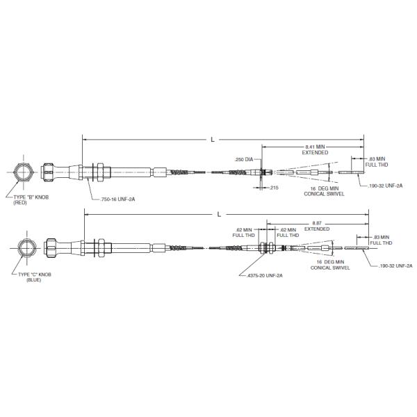 Micro Adjust Series Control Cable Assembly Custom Auto Control Cables Head