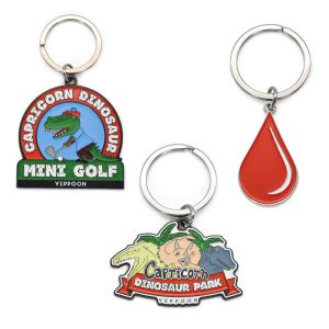 Enamel Name Metal Keychain Custom Logo Engravable Round Key Ring