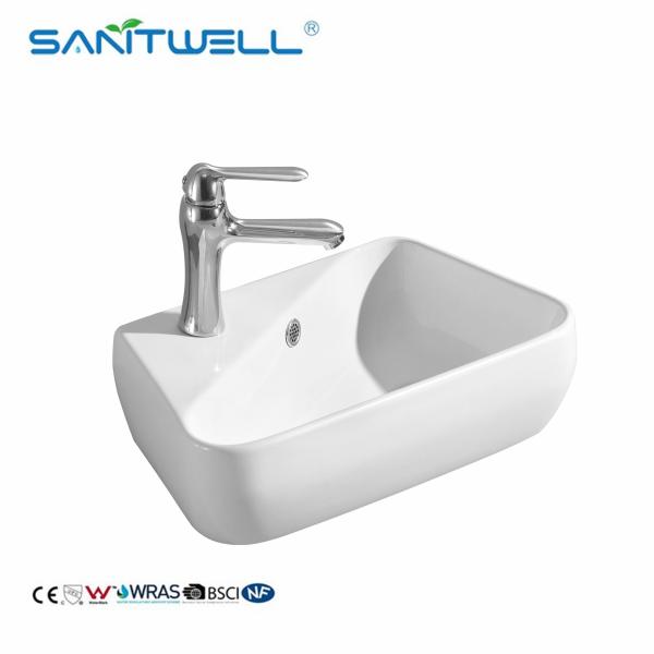 Rectangular White Ceramic Basin AB8425A Above Counter Basin Bathroom Sanitary